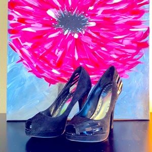 BCBG Girls Clady Black Suede Heels